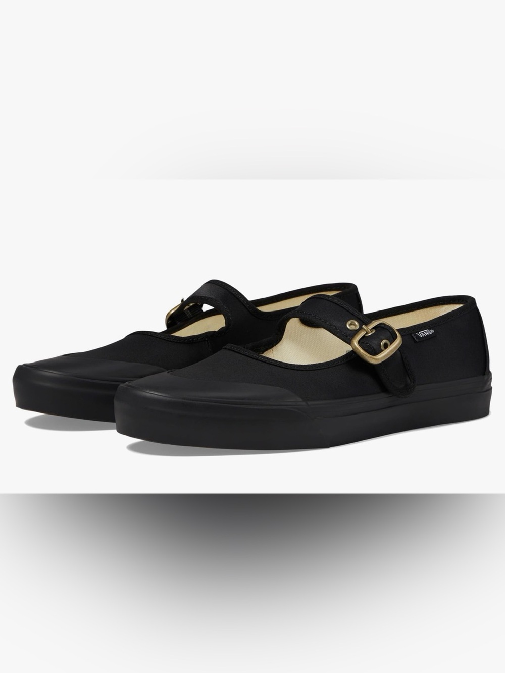 Vans Black Mary Jane Shoes with Gold Buckle